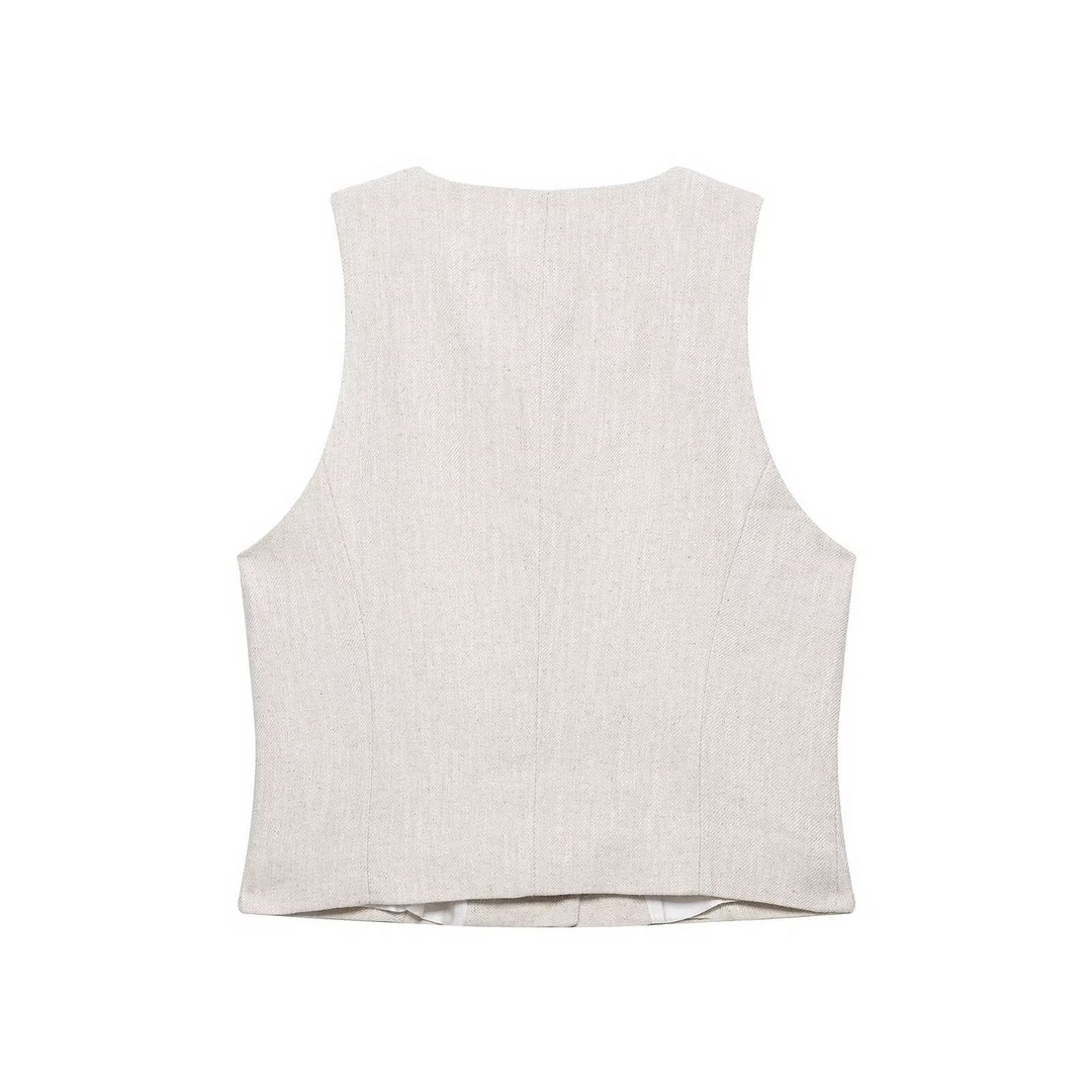 Dame Taljeret Button-Up Crop-Veste Stilla