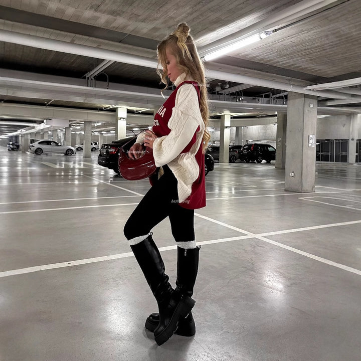 Dame hoodie med strukturerede ærmer og cool bogstaver Stilla