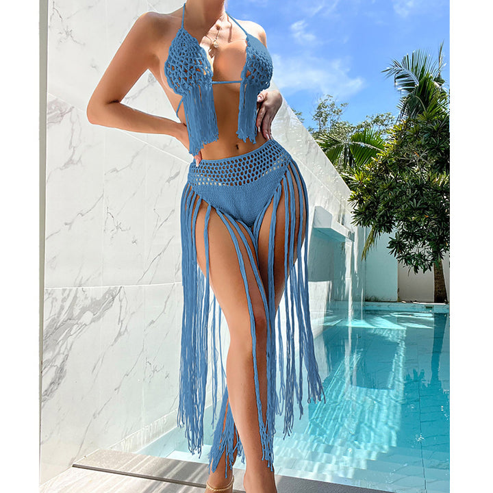 Dame hækle-bikini-sæt med frynset detaljer og moderne design Stilla