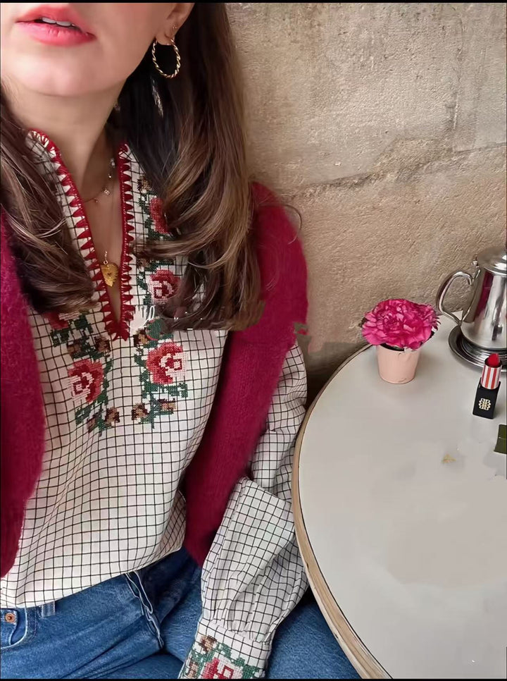 Dame Bestikket Bluse med detaljeret blomsterdesign Stilla