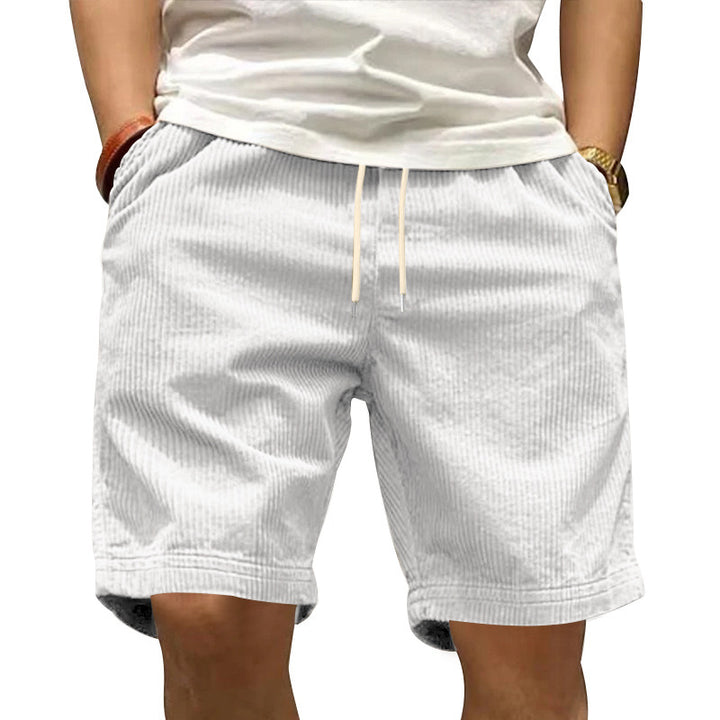 Herre afslappede cordshorts med elastisk linning og moderne stiklommer Stilla