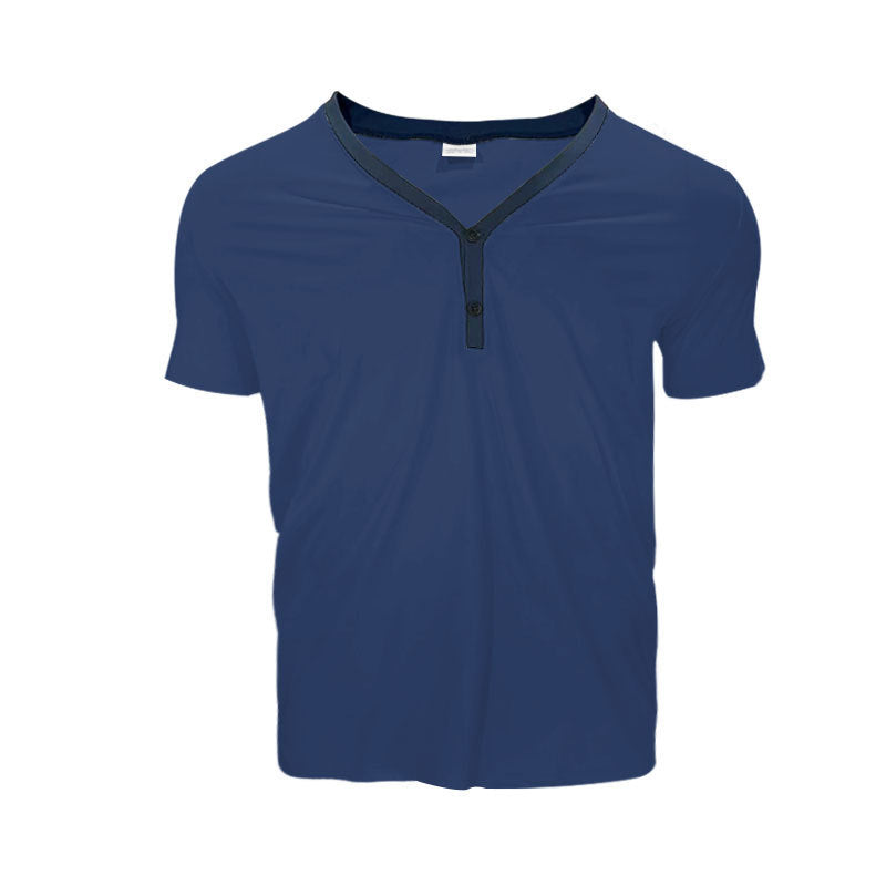 Herrer Korte ærmer Henley T-Shirt med stilfuld krave og to knapper Stilla