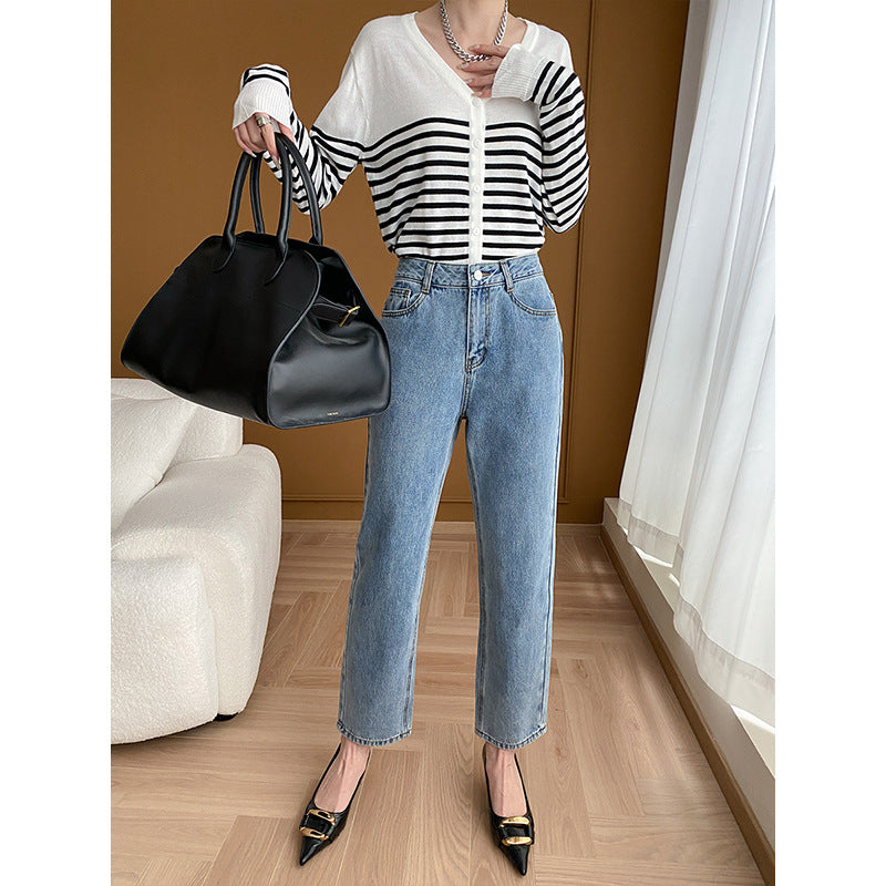 Kvindernes højtaljede jeans med cropped pasform Stilla
