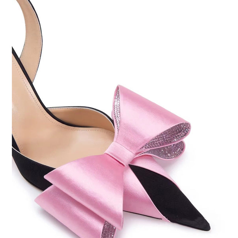 Dame højhælede slingback-pumps med strass-dækket sløjfe-detalje Stilla