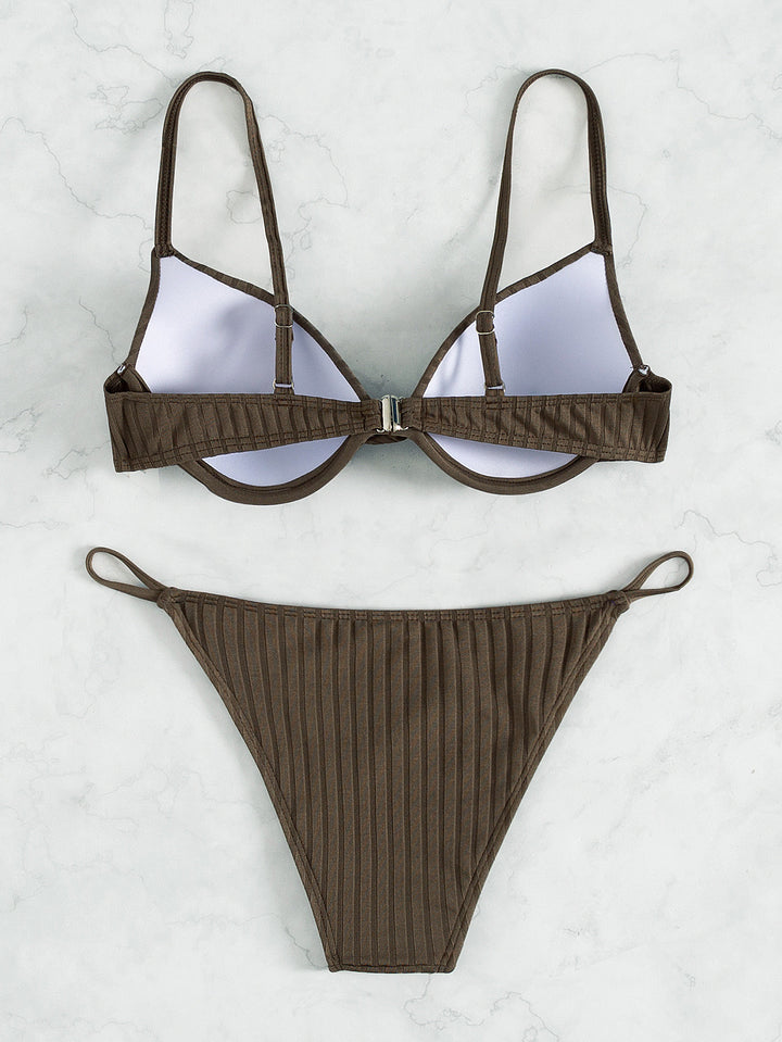 Dame Rib Underwire Bikini Sæt Stilla