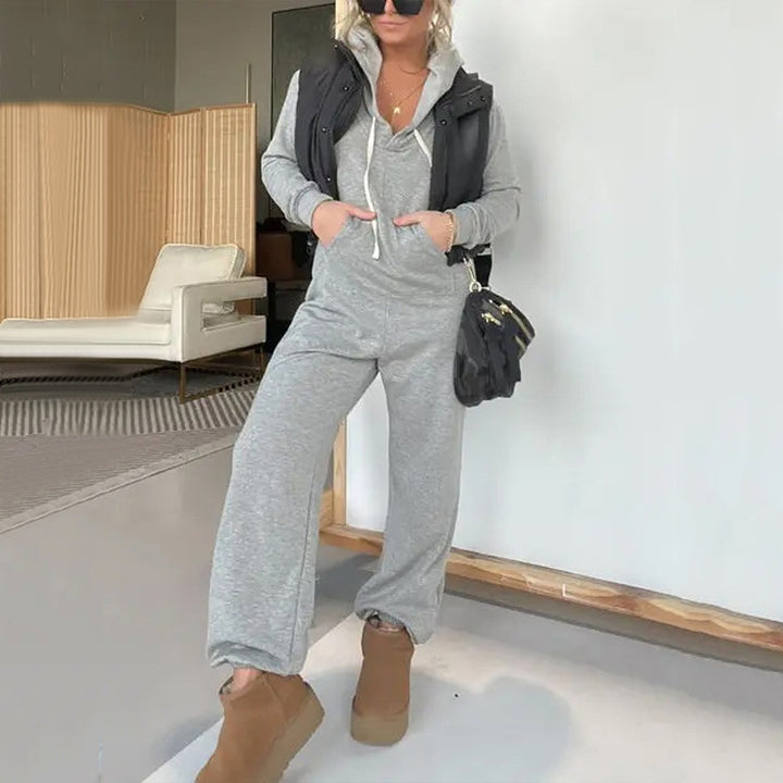 Dame Sporty Jumpsuit med Hætte og praktiske Lommer Stilla