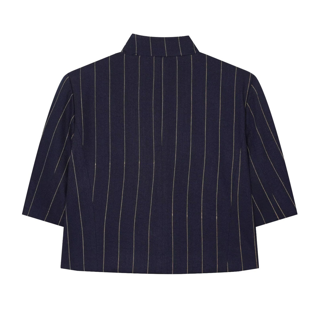 Dame bred høj talje bukser med elegant stripeudseende og komfortabel fald Skovae