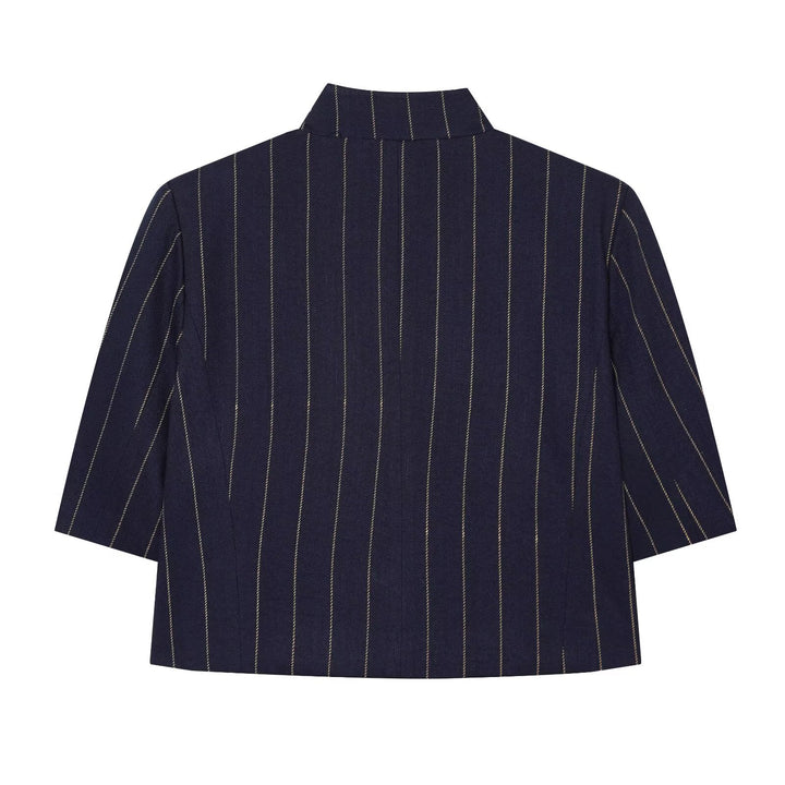 Dame bred høj talje bukser med elegant stripeudseende og komfortabel fald Skovae