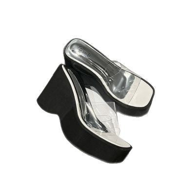 Dame Plateau-sandaler med transparent overdel og elegant blokhæl Stilla