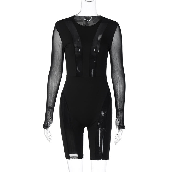 Dame Elegante gulvlange jumpsuit med kunstneriske gennemsigtige indsatser Stilla