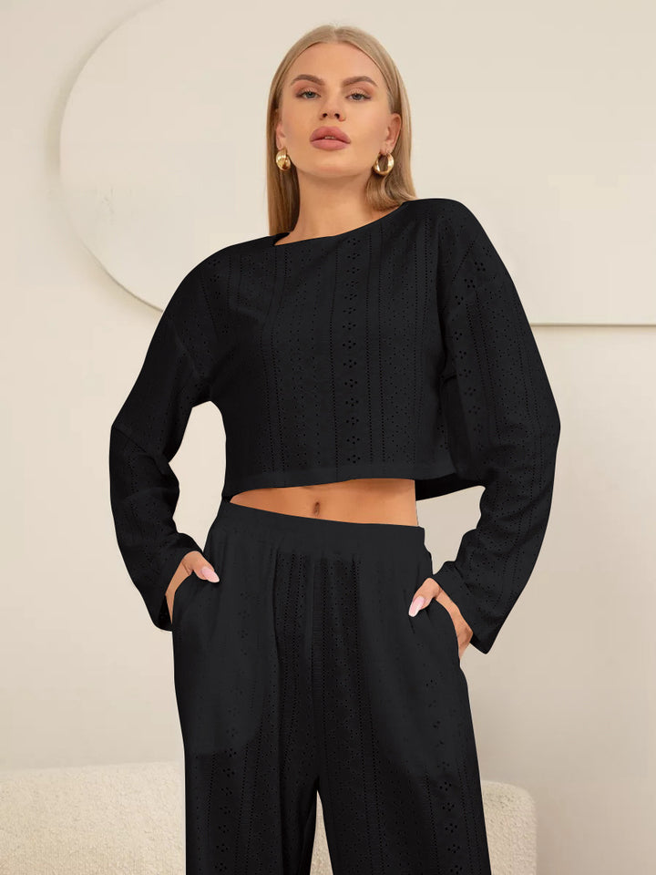 Damer Høj kvalitets Crop-Top med hulmønster Stilla