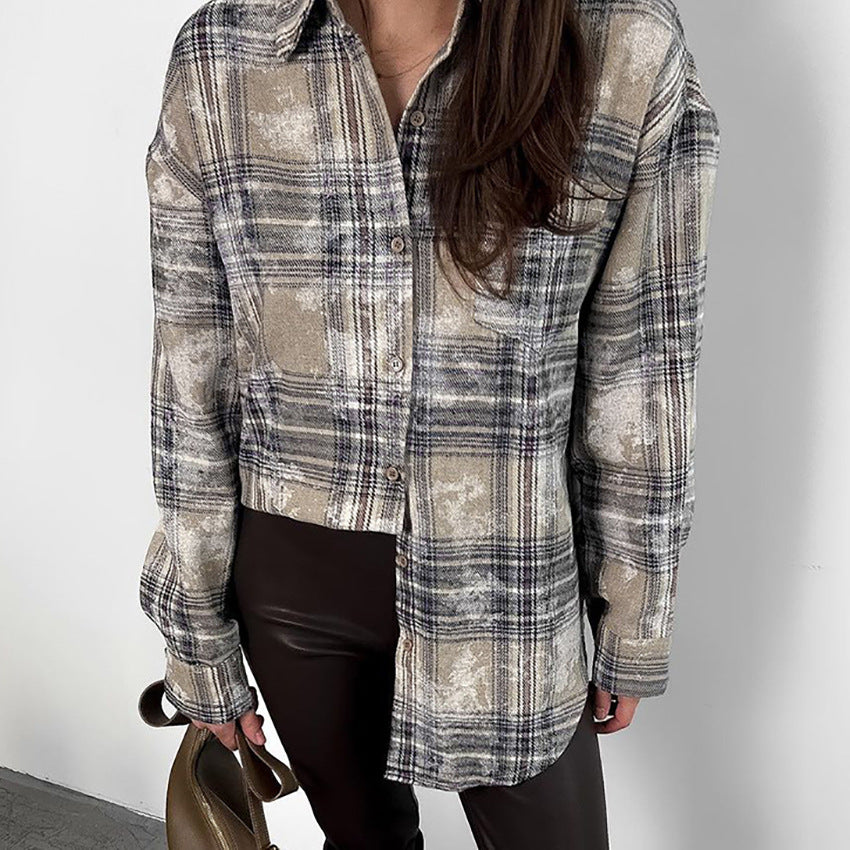Dameternetternet flannel skjorte bluse Stilla