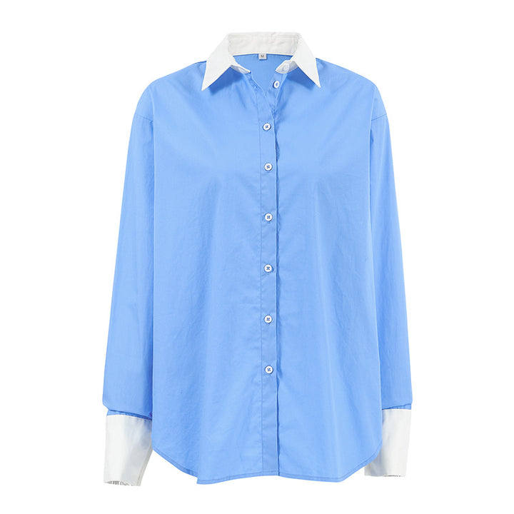 Dame Oversized Skjorte med unik Krave og modne accenter Stilla