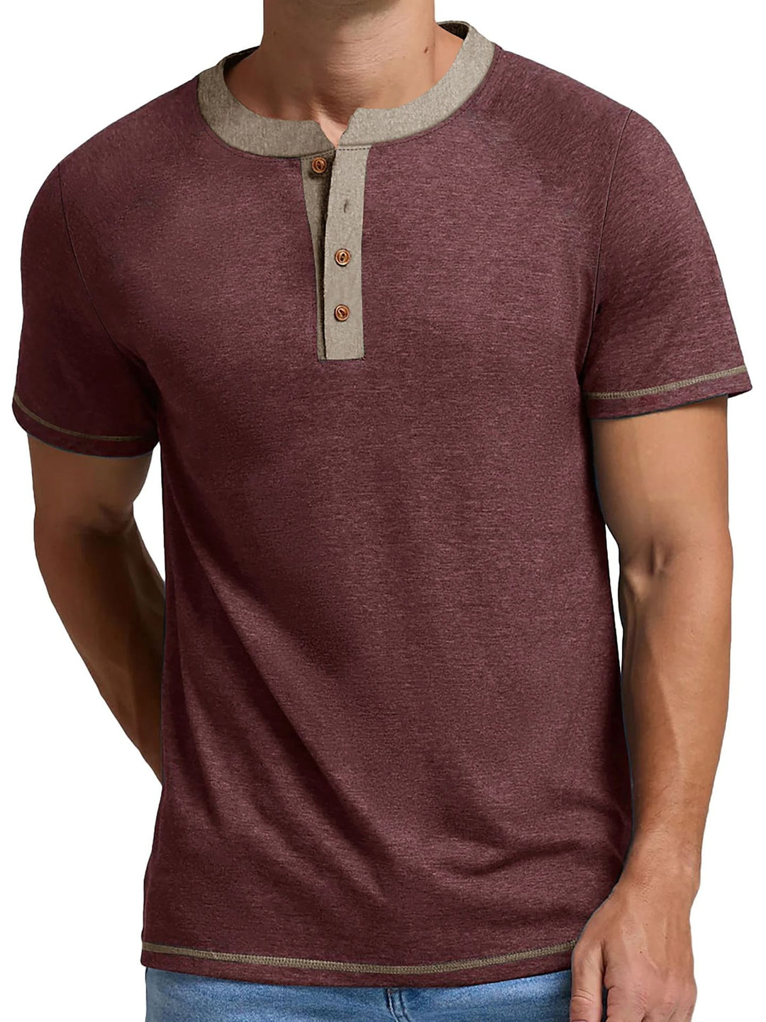 Herre Casual Kortærmet Henley T-Shirt Stilla