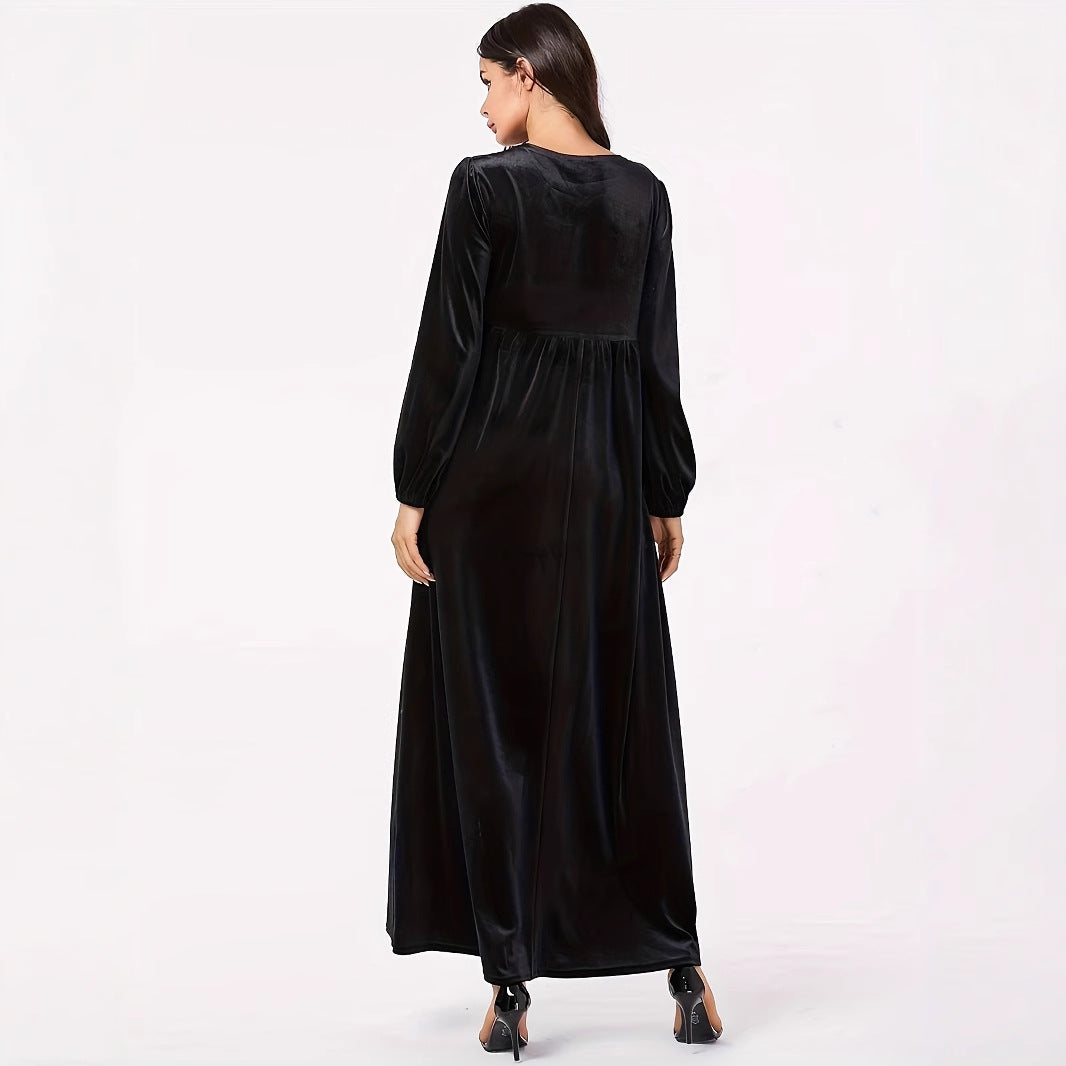 Dame maxikjole i luksuriøst fløjl med elegant drapering Stilla