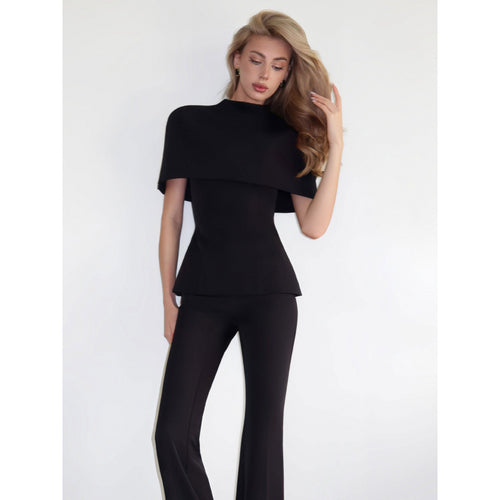 Dame Elegant top med asymmetrisk krave og figursyet snit Skovae