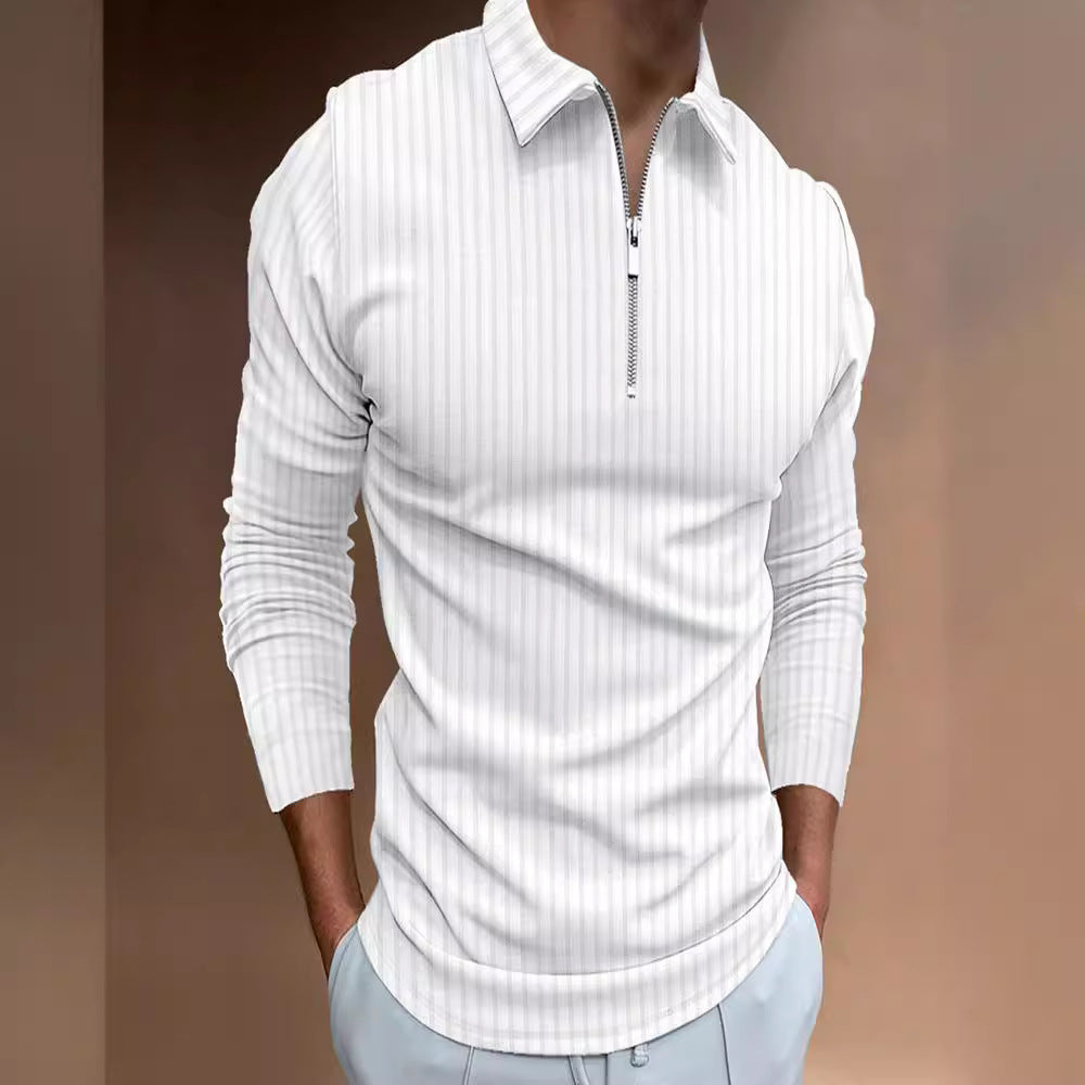 Herrer Langærmet Poloshirt med moderne Lynlås Stilla