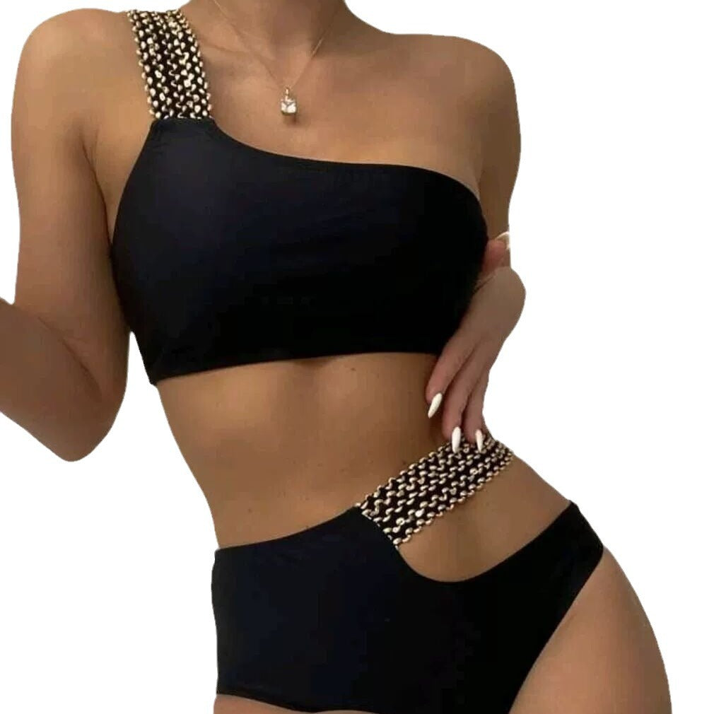 Dame Asymmetrisk Skåret Bikini Sæt Stilla
