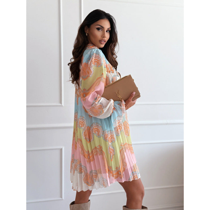 Kvinder Elegant Plisseret Mini Kjole Stilla