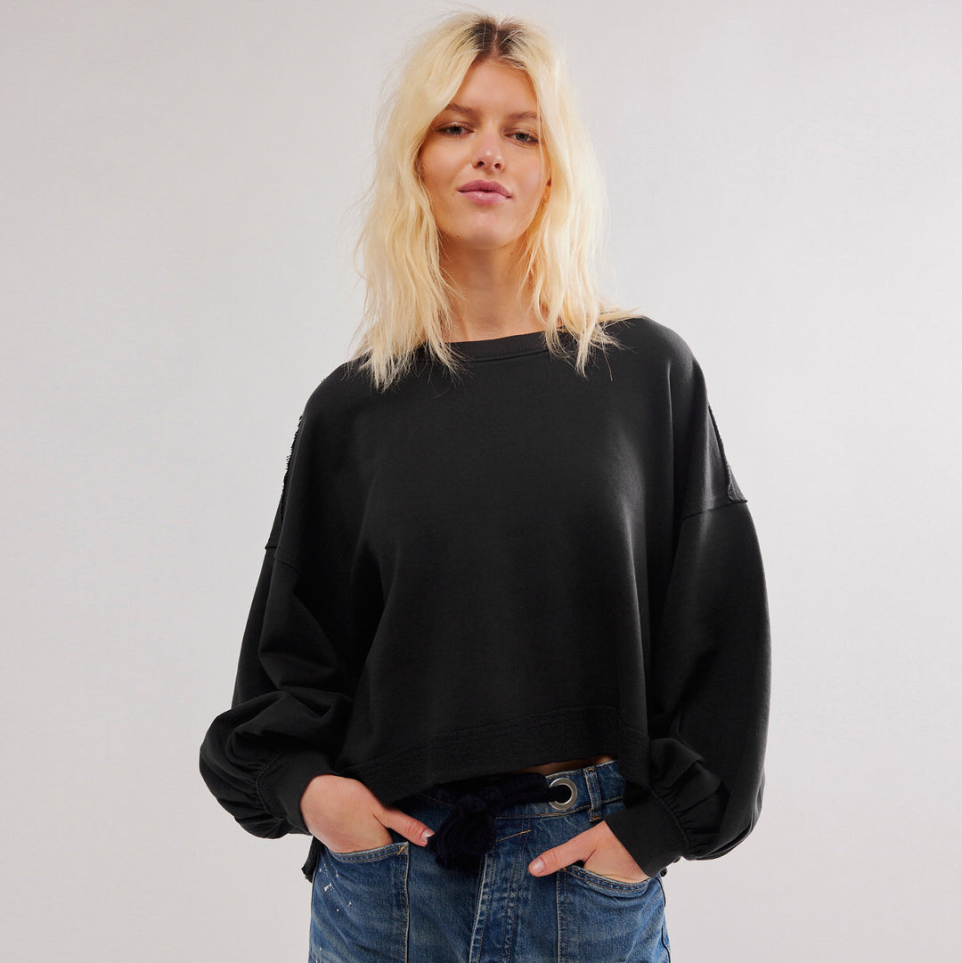 Dame afslappet cropped sweatshirt med voluminøse ærmer Stilla