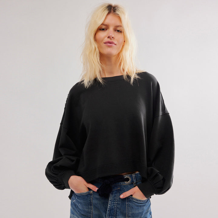 Dame afslappet cropped sweatshirt med voluminøse ærmer Stilla