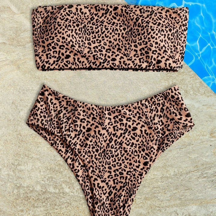 Dame Bandeau-bikini med høj skridtlængde Skovae