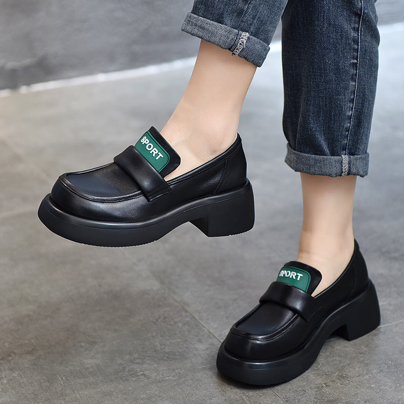 Dame Slip-On Mokassiner med tyk plateau sål og praktisk velcro Stilla