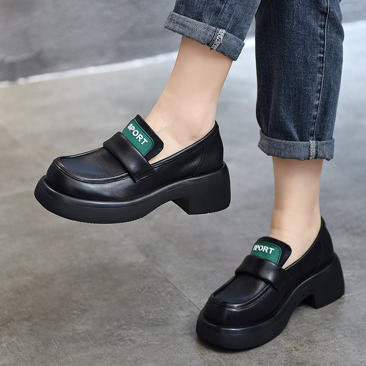 Dame Slip-On Mokassiner med tyk plateau sål og praktisk velcro Stilla
