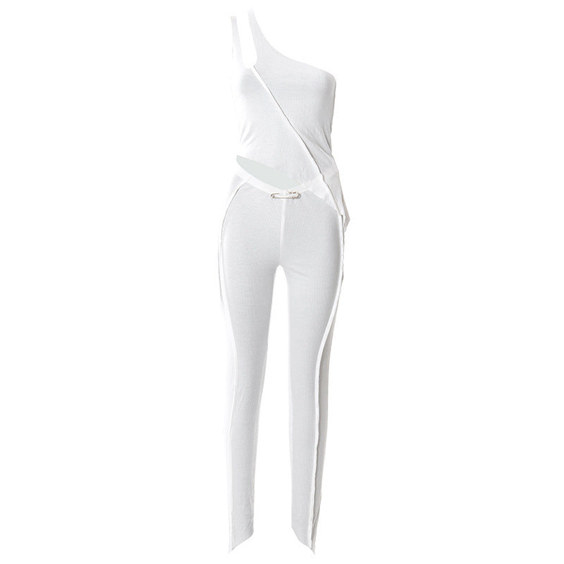 Dame asymmetrisk jumpsuit med moderne cut-out og elegant taljeindsnit Skovae