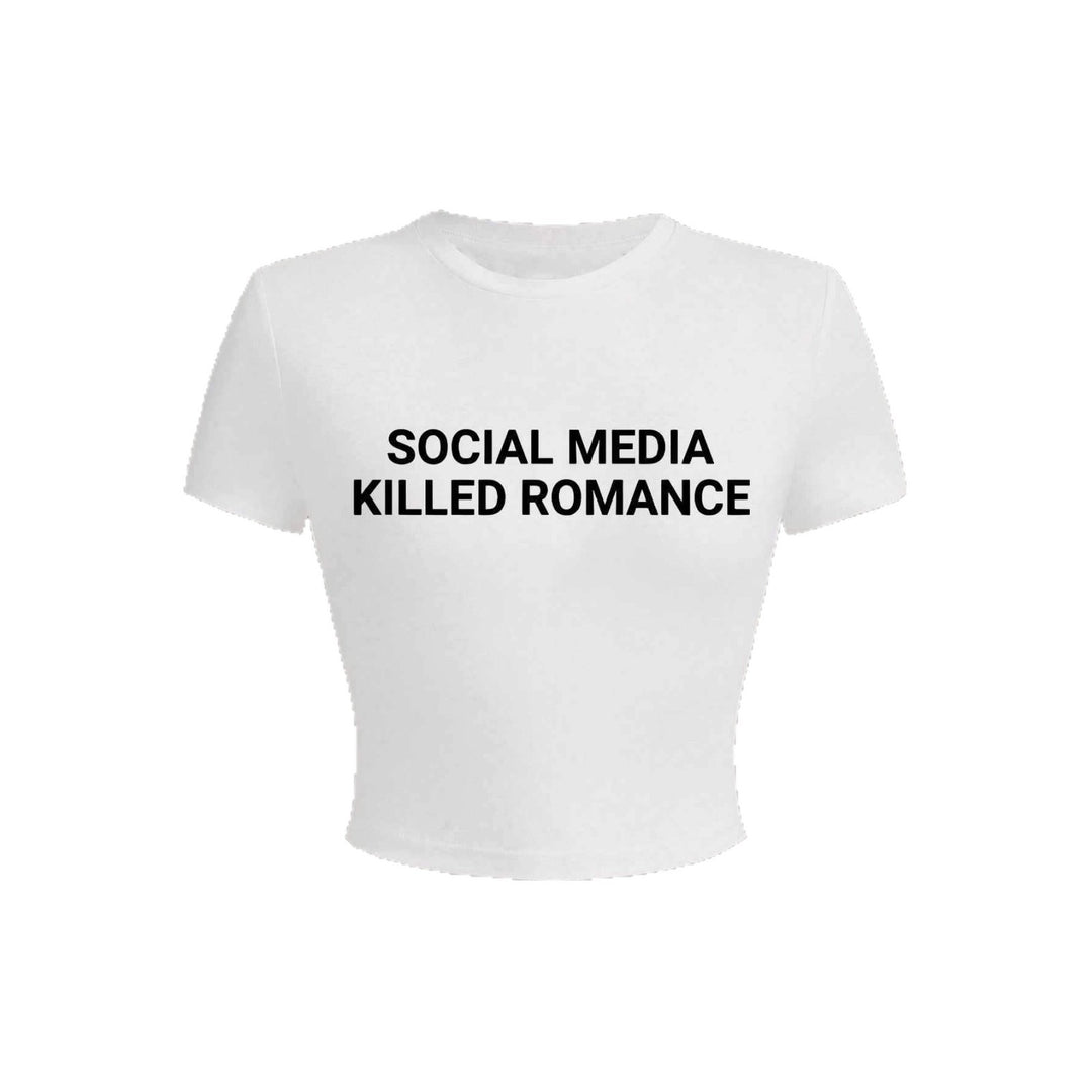 Dame Crop-T-Shirt med kreativ statementtryk og tætsiddende snit Skovae