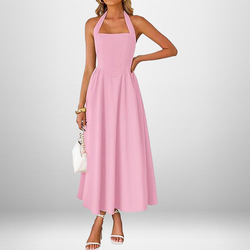 Damer maxi kjole med off-the-shoulder halterneck og flydende nederdel Stilla
