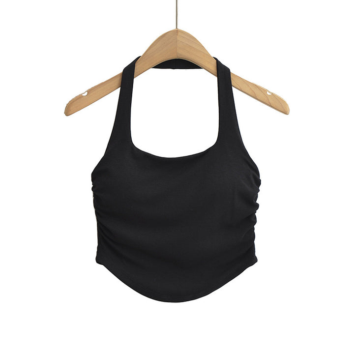 Dame Sporty Cropped Top med Scoop-Udskæring og Rynkede Detaljer Stilla