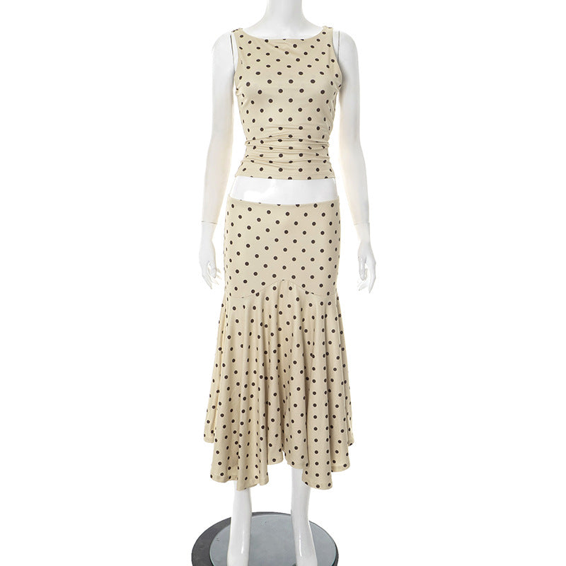 Dame Polka Dot Flared Maxi Kjole Stilla