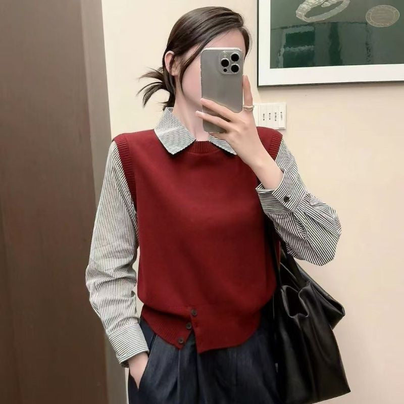 Dame upscale pullover med skjortekrave Stilla
