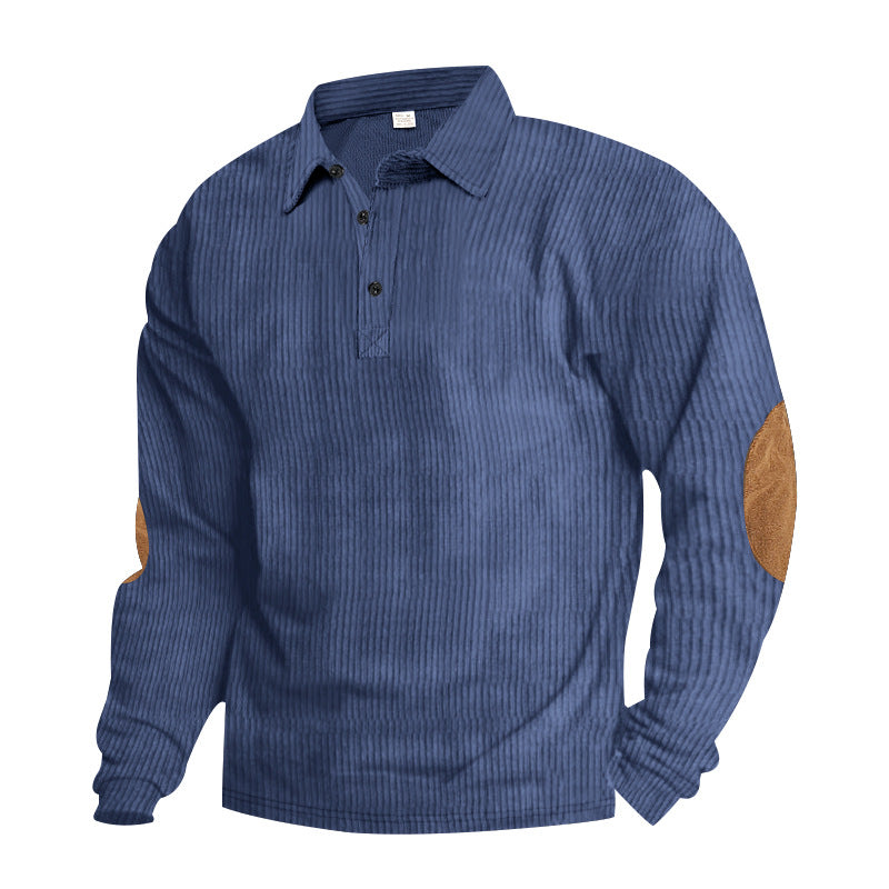 Herrer langærmet Henley sweater med struktureret design og elegante elbows patches Stilla