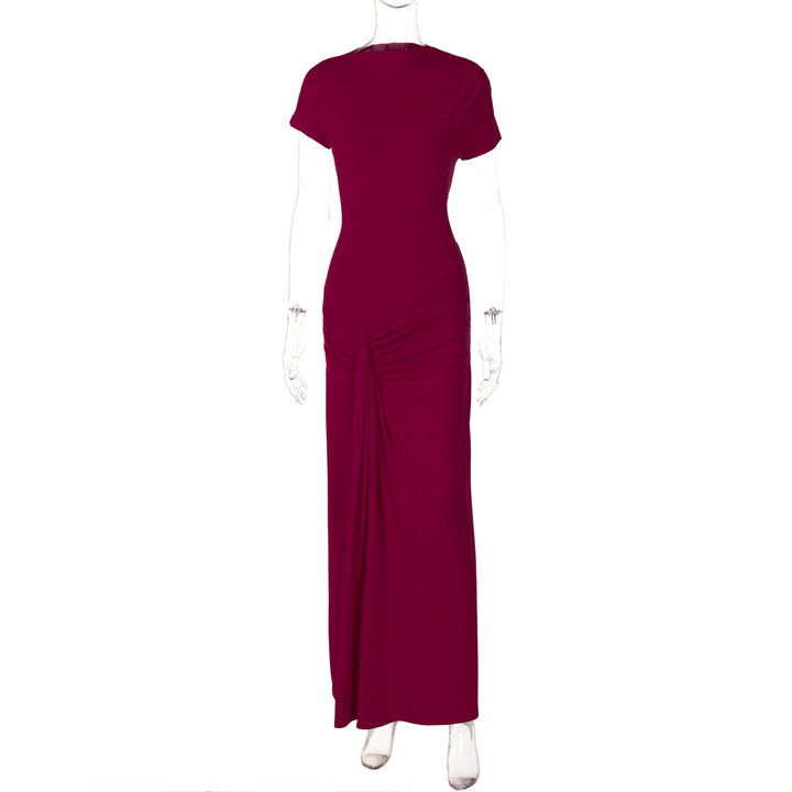 Damer Elegante Maxikjole med Drapering og Asymmetrisk Kant Skovae