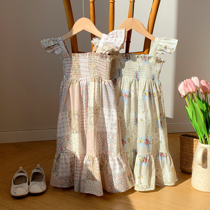 Pige Blomster Patchwork Sommerkjole Stilla