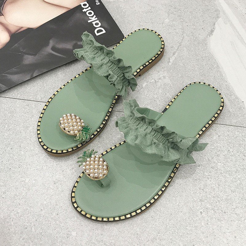 Dame slippers med frugtigt design og flæser Stilla