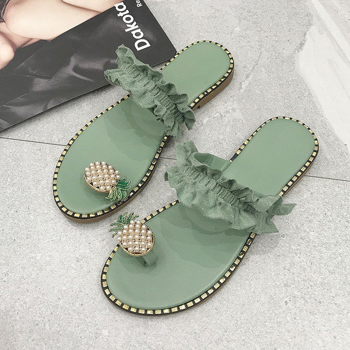 Dame slippers med frugtigt design og flæser Stilla