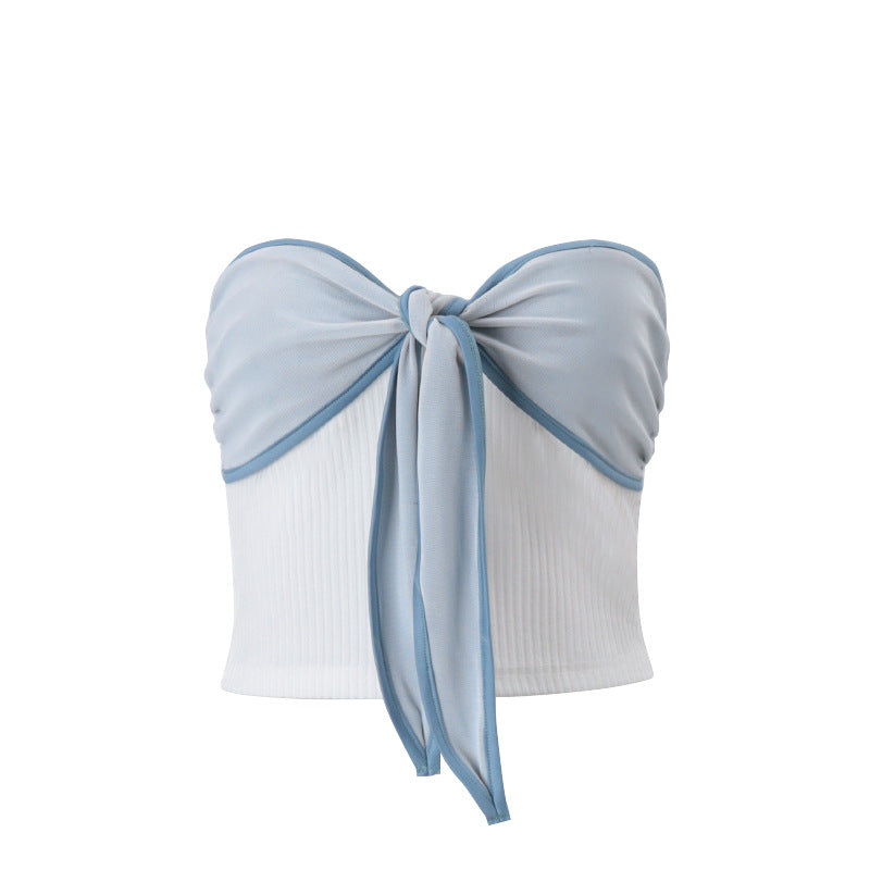 Dame bandeau-top med drapering og bindebånd Stilla