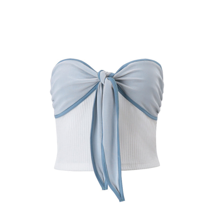 Dame bandeau-top med drapering og bindebånd Stilla