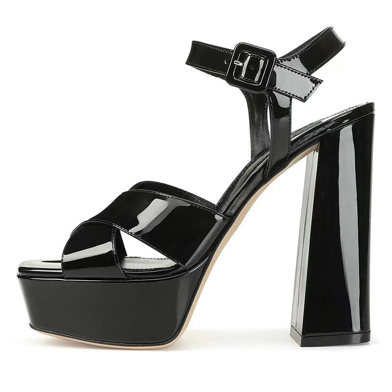 Femme Stilfulde Metallic Platform-Sandaler Stilla