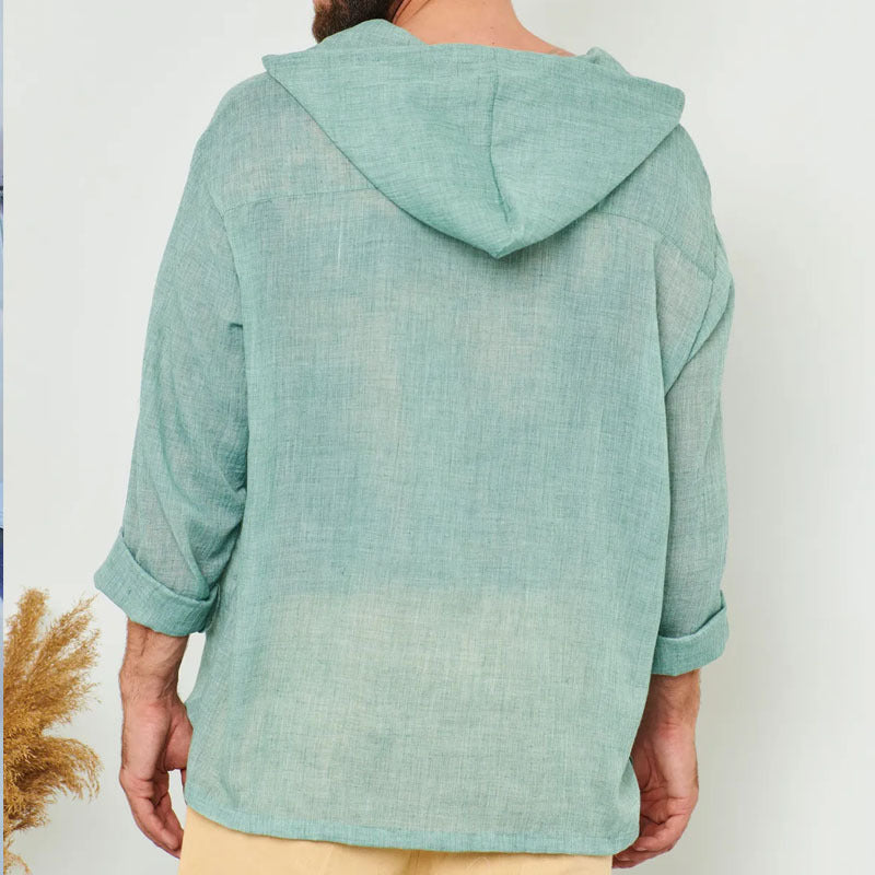 Mand casual linned Hoodie med V-udskæring og kængurulomme Stilla
