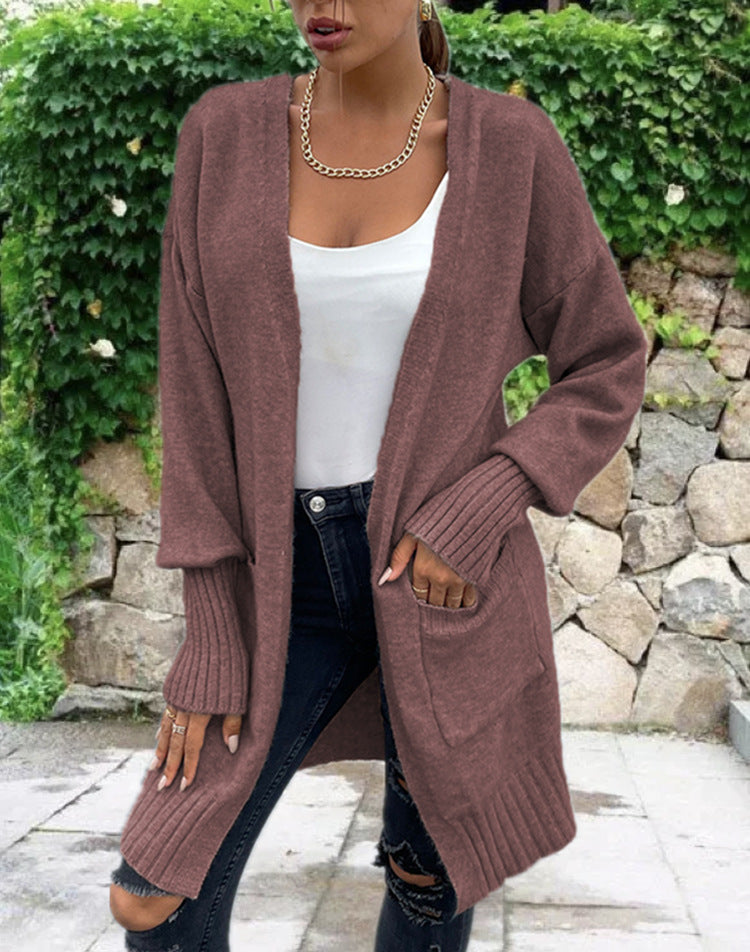 Kvinders chunky strikket cardigan med dybe lommer og afslappet design Stilla