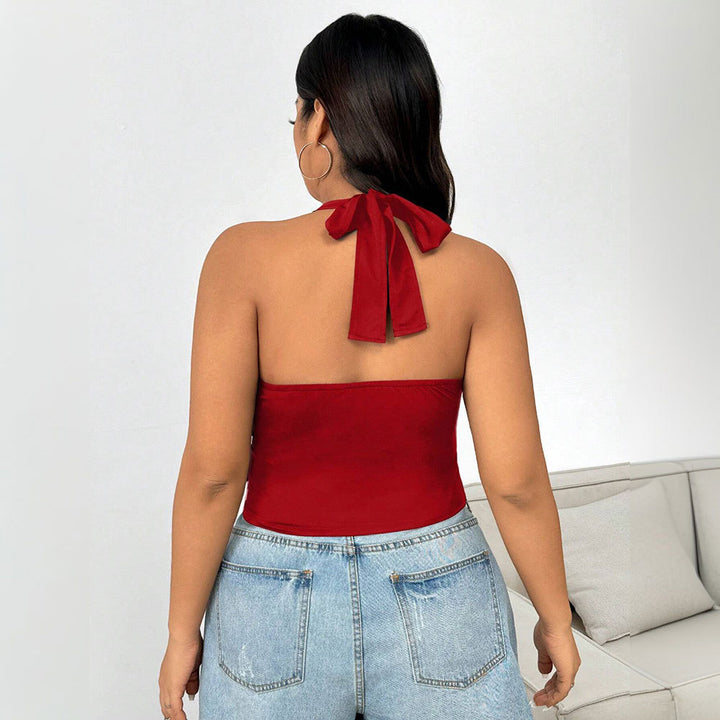 Dame crop-top med dybt V-udskæring og figursyet snit Skovae