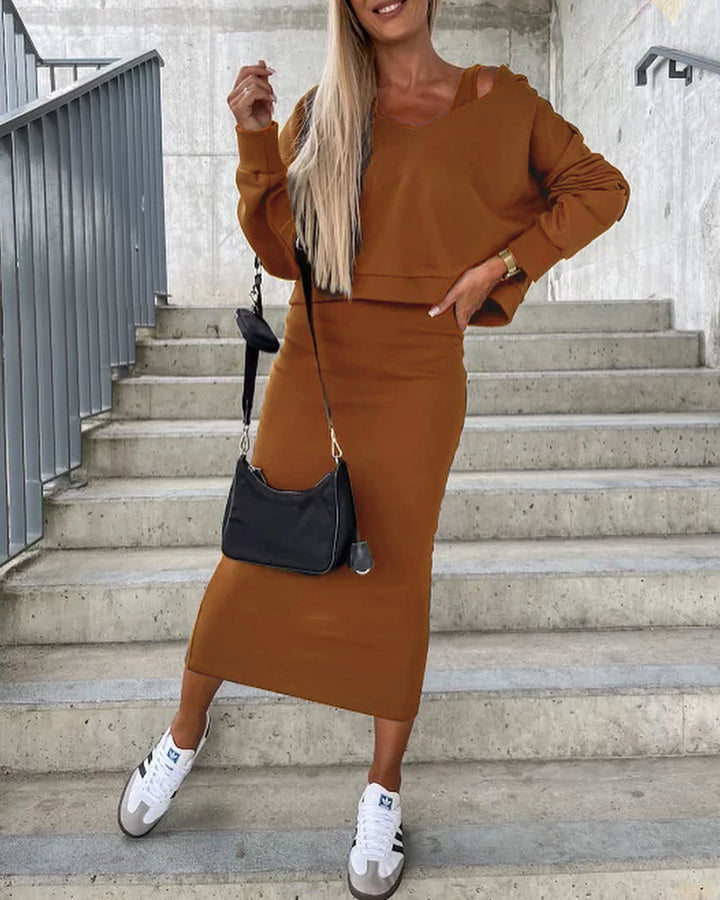 Dame afslappet sweatshirt-kjole med asymmetrisk snit og oversized pasform Stilla