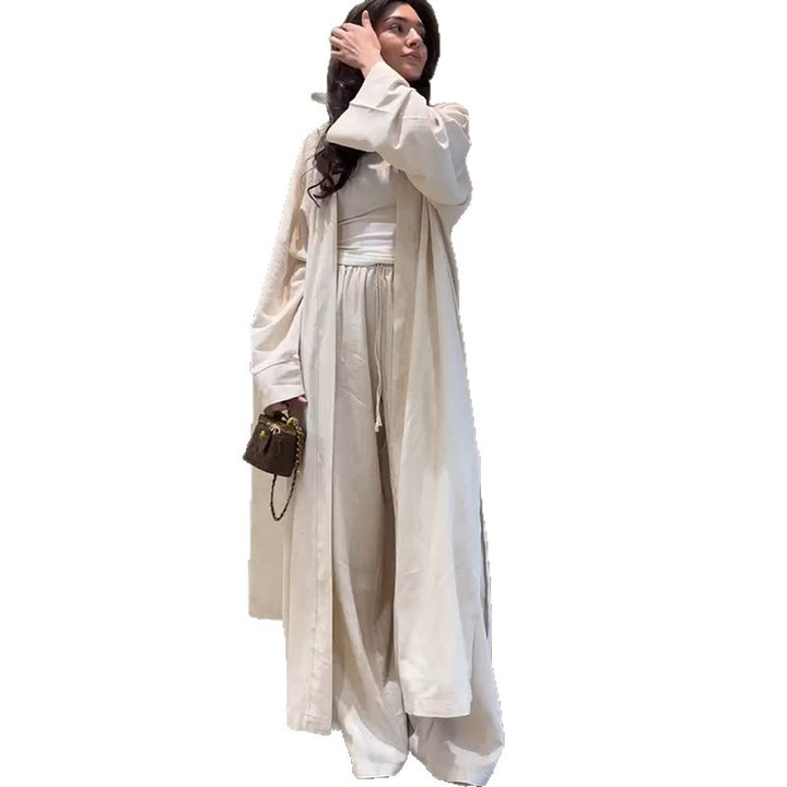 Dame Lang Kimono-Frakke i flydende Satin Stilla