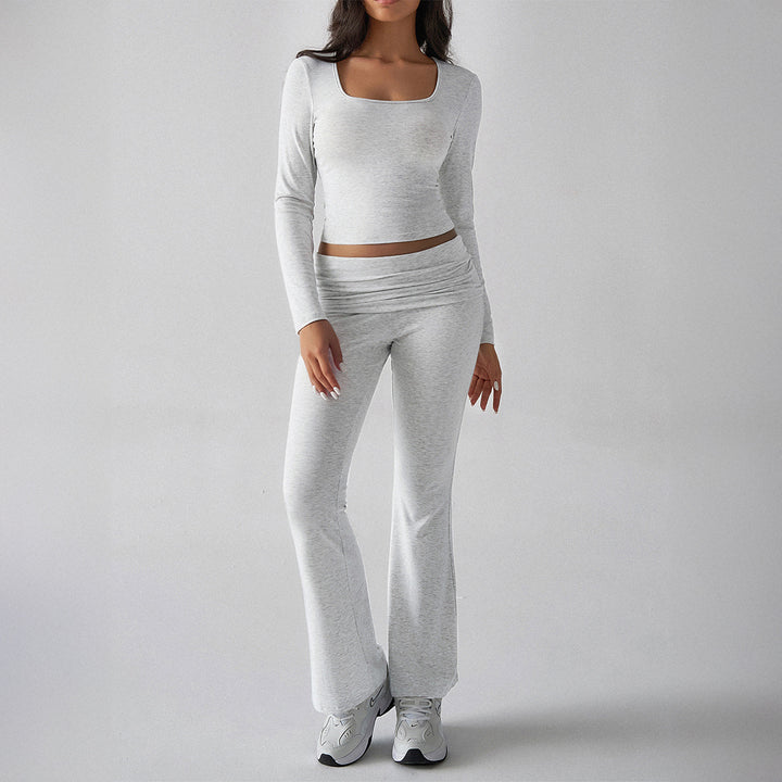 Dame sporty lounge sæt med figursyet top og bred bukse stil Stilla