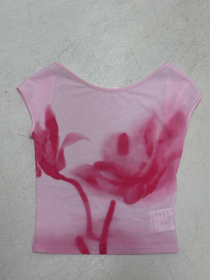Dame Crop-Top med blomsterdesign Skovae