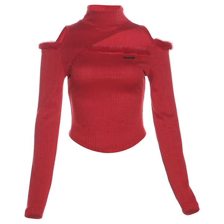 Dame Langærmet top med asymmetrisk design og fashions cut-outs Stilla
